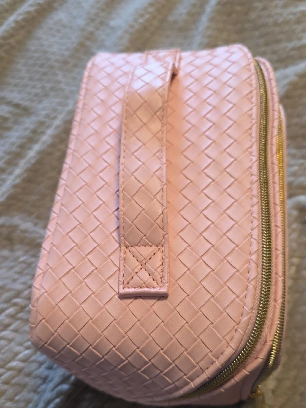 Pink Woven Cosmetic Train Case - Unbranded